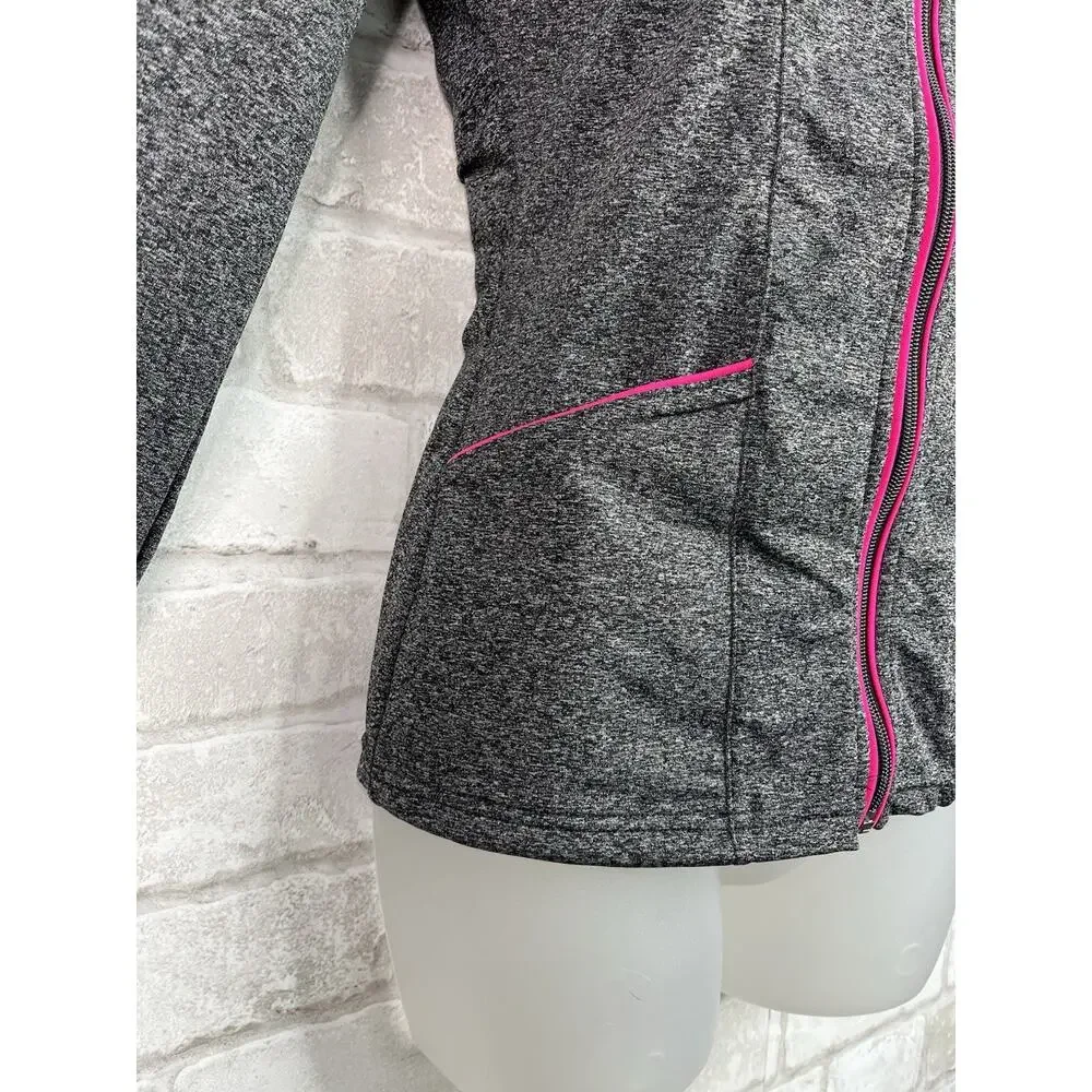 Energie Gray Athletic Full Zip Jacket Pink Zipper